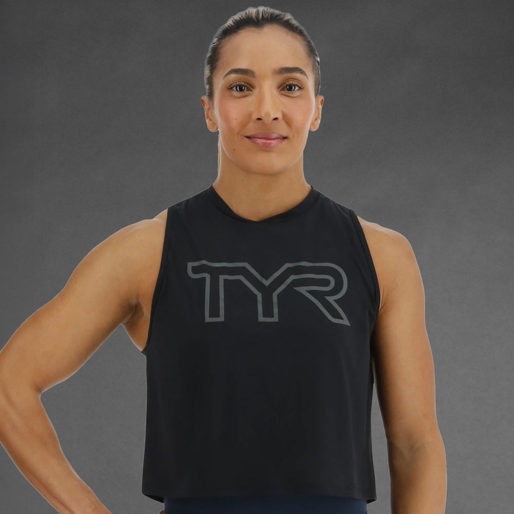 Outlet: TYR Cropped Big Logo Tank Damen Purple Gr. XS – Bild 4