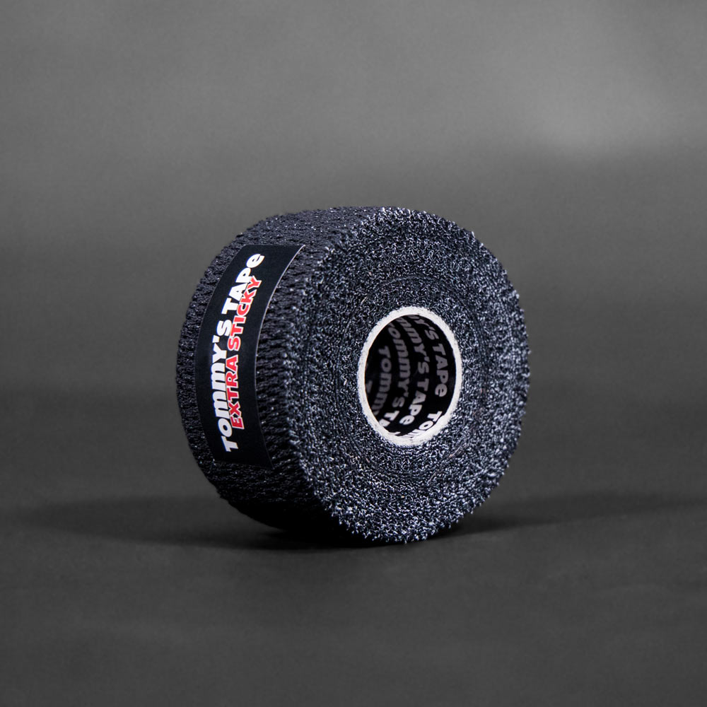 Rolle von Tommy's Tape in Schwarz, ideal für Kraftsport