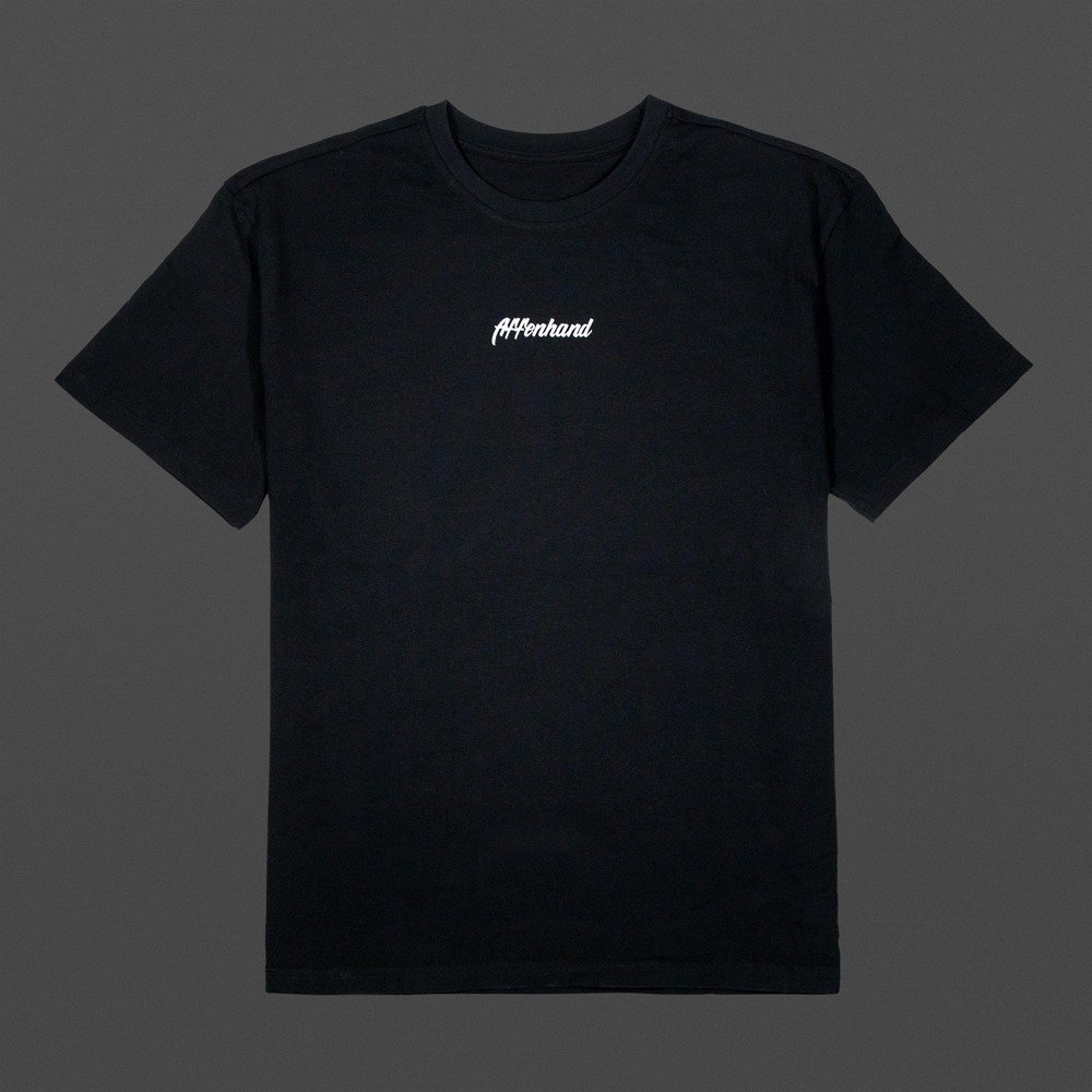 Schwarzes Affenhand Support-Shirt für Kiara Klug, frontal fotografiert, klarer Druck sichtbar.